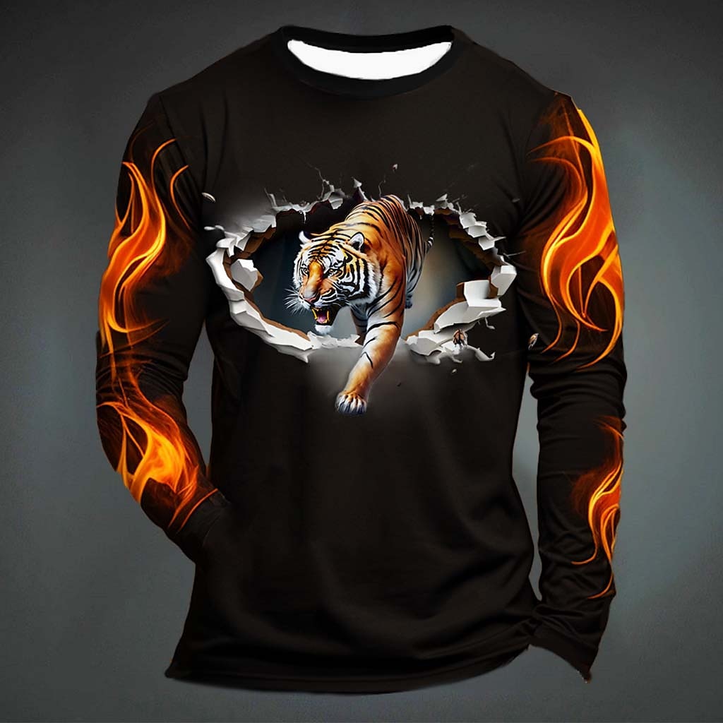 Mens Fashion Clothes - Divertente maglietta con stampa tigre per